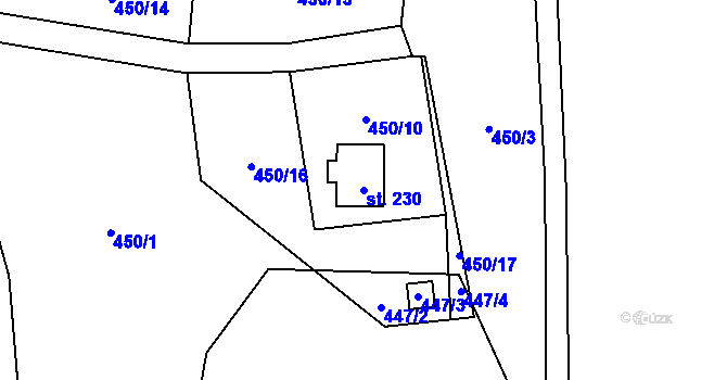 Parcela st. 230 v KÚ Fryšava pod Žákovou horou, Katastrální mapa