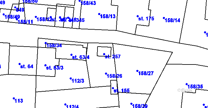 Parcela st. 257 v KÚ Fryšava pod Žákovou horou, Katastrální mapa