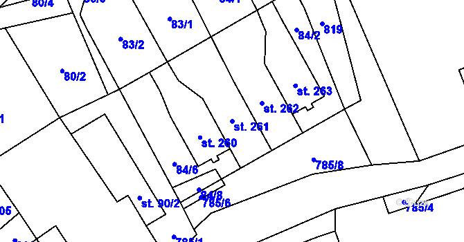Parcela st. 261 v KÚ Fryšava pod Žákovou horou, Katastrální mapa
