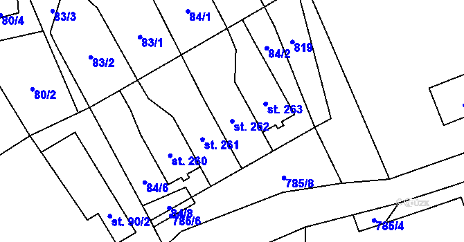 Parcela st. 262 v KÚ Fryšava pod Žákovou horou, Katastrální mapa