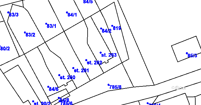 Parcela st. 263 v KÚ Fryšava pod Žákovou horou, Katastrální mapa