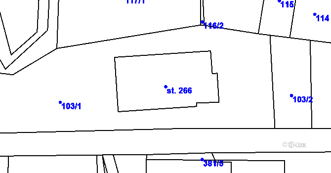 Parcela st. 266 v KÚ Fryšava pod Žákovou horou, Katastrální mapa