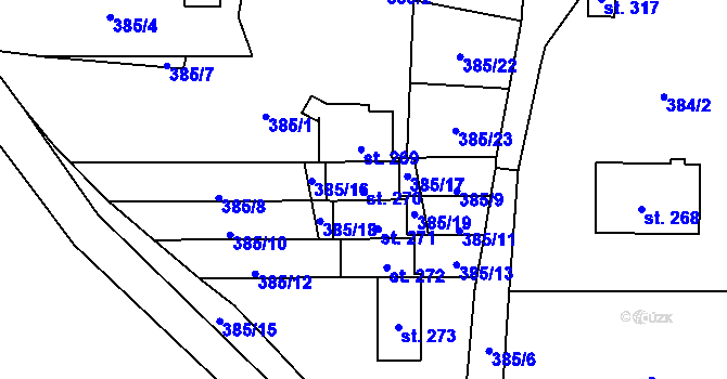 Parcela st. 270 v KÚ Fryšava pod Žákovou horou, Katastrální mapa