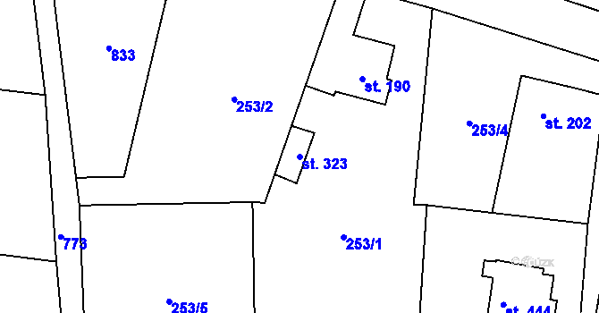Parcela st. 323 v KÚ Fryšava pod Žákovou horou, Katastrální mapa