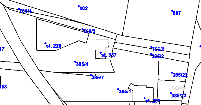 Parcela st. 337 v KÚ Fryšava pod Žákovou horou, Katastrální mapa