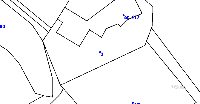 Parcela st. 3 v KÚ Fryšava pod Žákovou horou, Katastrální mapa