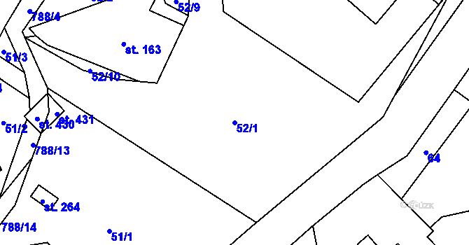 Parcela st. 52/1 v KÚ Fryšava pod Žákovou horou, Katastrální mapa