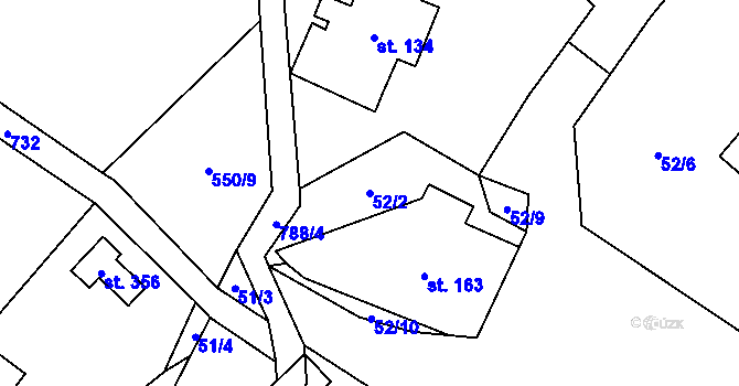 Parcela st. 52/2 v KÚ Fryšava pod Žákovou horou, Katastrální mapa