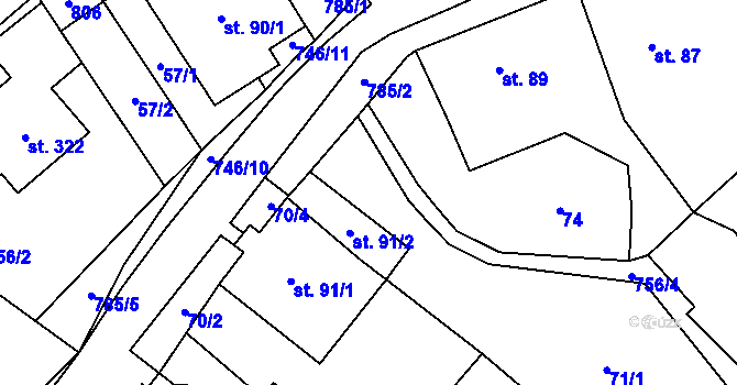 Parcela st. 71/2 v KÚ Fryšava pod Žákovou horou, Katastrální mapa