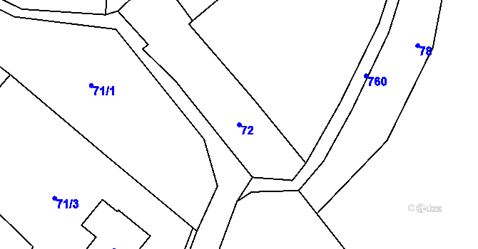 Parcela st. 72 v KÚ Fryšava pod Žákovou horou, Katastrální mapa