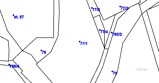 Parcela st. 77/1 v KÚ Fryšava pod Žákovou horou, Katastrální mapa