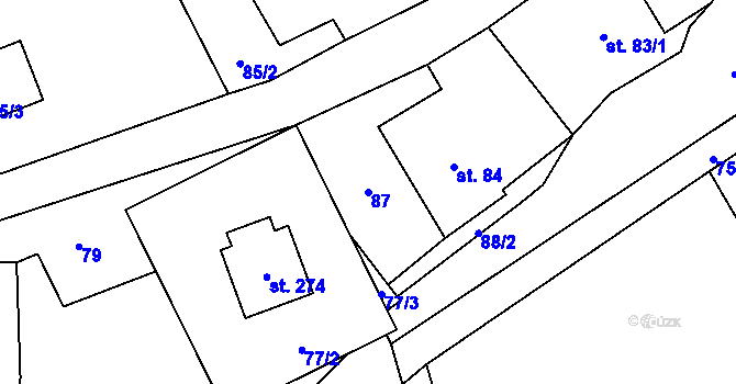 Parcela st. 87 v KÚ Fryšava pod Žákovou horou, Katastrální mapa