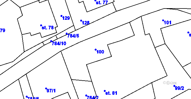 Parcela st. 100 v KÚ Fryšava pod Žákovou horou, Katastrální mapa
