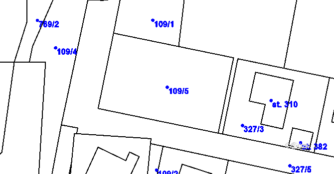 Parcela st. 109/5 v KÚ Fryšava pod Žákovou horou, Katastrální mapa