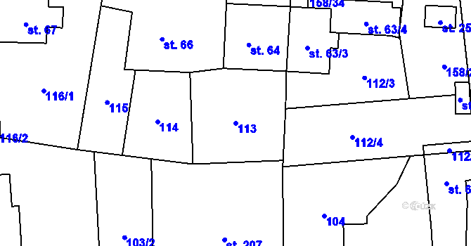 Parcela st. 113 v KÚ Fryšava pod Žákovou horou, Katastrální mapa