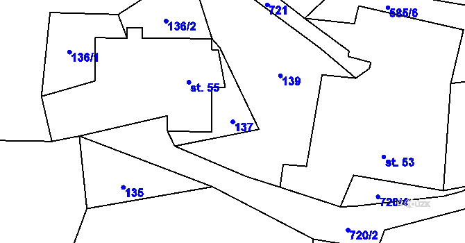 Parcela st. 137 v KÚ Fryšava pod Žákovou horou, Katastrální mapa