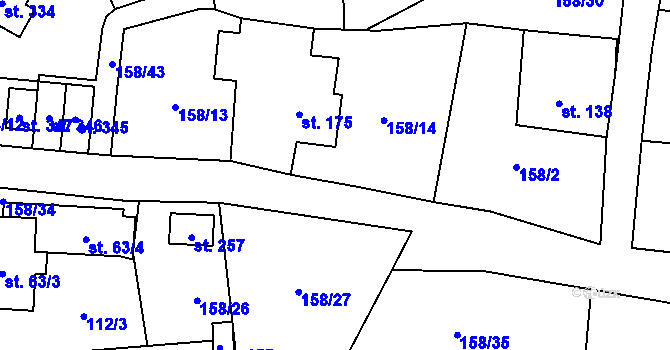 Parcela st. 158/5 v KÚ Fryšava pod Žákovou horou, Katastrální mapa
