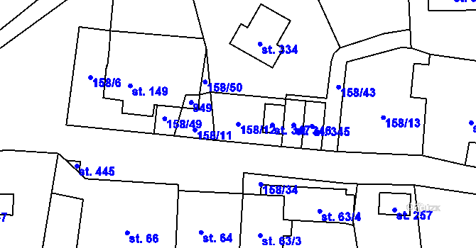 Parcela st. 158/12 v KÚ Fryšava pod Žákovou horou, Katastrální mapa