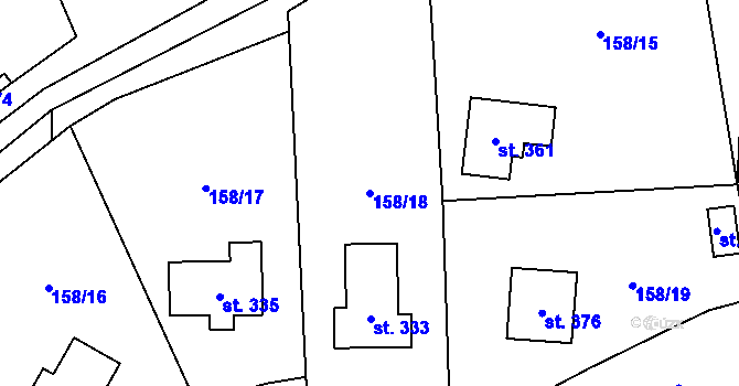 Parcela st. 158/18 v KÚ Fryšava pod Žákovou horou, Katastrální mapa