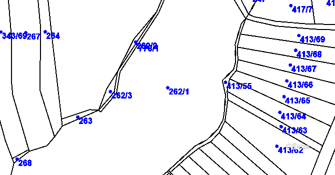 Parcela st. 262/1 v KÚ Fryšava pod Žákovou horou, Katastrální mapa