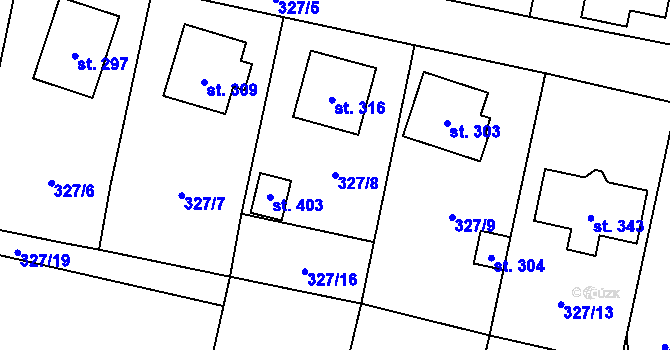 Parcela st. 327/8 v KÚ Fryšava pod Žákovou horou, Katastrální mapa