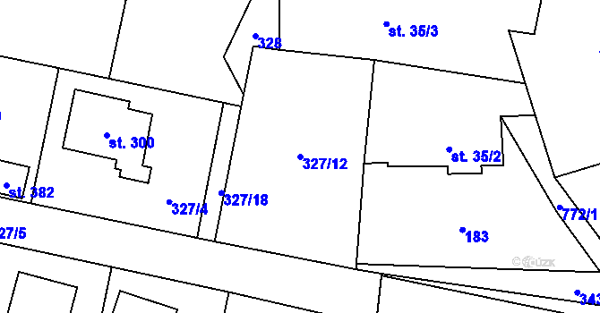 Parcela st. 327/12 v KÚ Fryšava pod Žákovou horou, Katastrální mapa