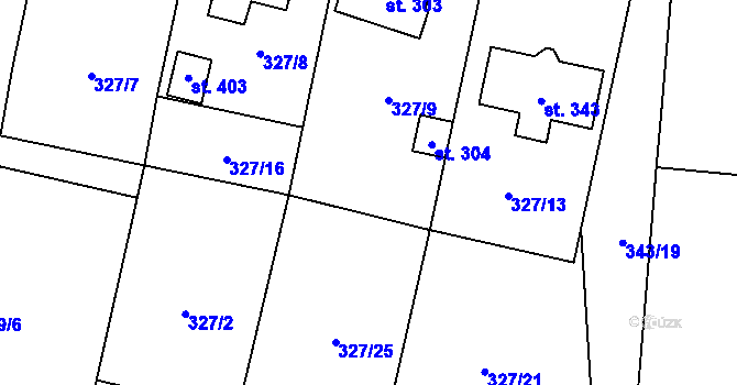 Parcela st. 327/17 v KÚ Fryšava pod Žákovou horou, Katastrální mapa