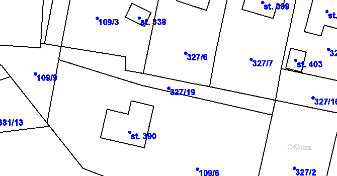 Parcela st. 327/19 v KÚ Fryšava pod Žákovou horou, Katastrální mapa