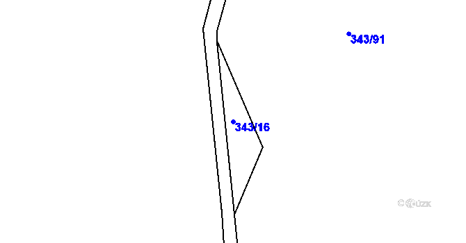 Parcela st. 343/16 v KÚ Fryšava pod Žákovou horou, Katastrální mapa