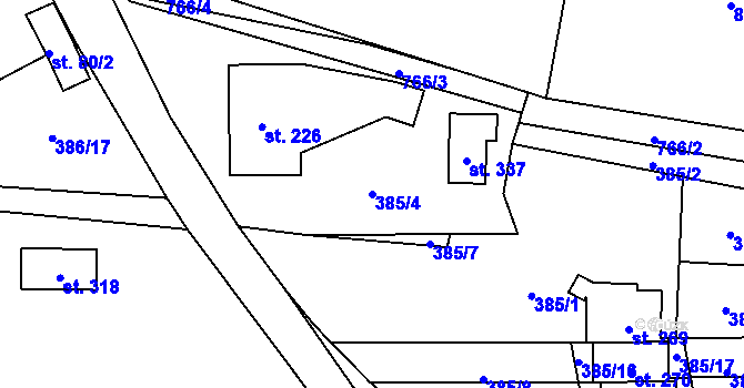 Parcela st. 385/4 v KÚ Fryšava pod Žákovou horou, Katastrální mapa