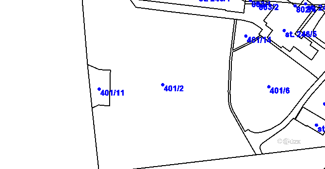 Parcela st. 401/2 v KÚ Fryšava pod Žákovou horou, Katastrální mapa