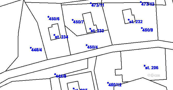 Parcela st. 450/4 v KÚ Fryšava pod Žákovou horou, Katastrální mapa