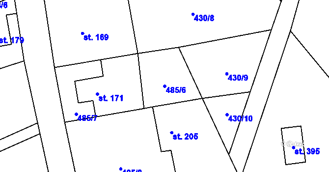 Parcela st. 485/6 v KÚ Fryšava pod Žákovou horou, Katastrální mapa