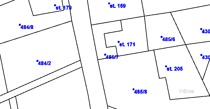 Parcela st. 485/7 v KÚ Fryšava pod Žákovou horou, Katastrální mapa
