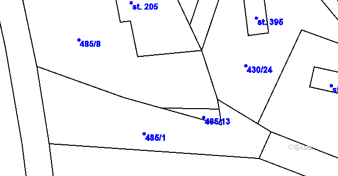 Parcela st. 485/9 v KÚ Fryšava pod Žákovou horou, Katastrální mapa