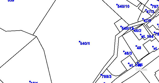 Parcela st. 540/1 v KÚ Fryšava pod Žákovou horou, Katastrální mapa