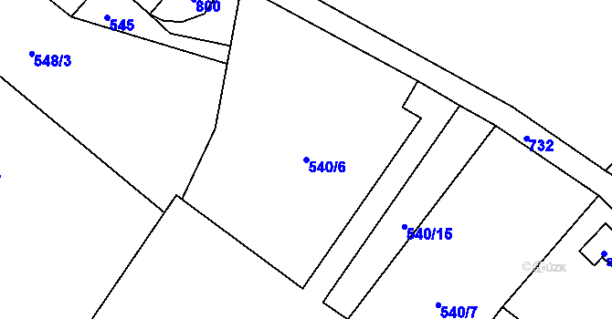 Parcela st. 540/6 v KÚ Fryšava pod Žákovou horou, Katastrální mapa