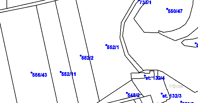 Parcela st. 556/44 v KÚ Fryšava pod Žákovou horou, Katastrální mapa