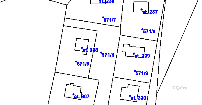 Parcela st. 571/1 v KÚ Fryšava pod Žákovou horou, Katastrální mapa