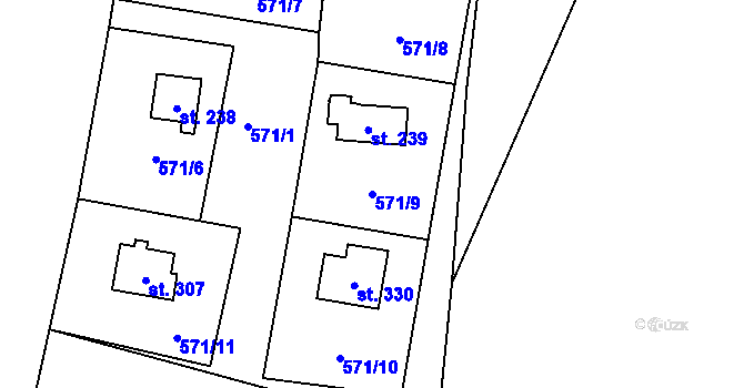 Parcela st. 571/9 v KÚ Fryšava pod Žákovou horou, Katastrální mapa