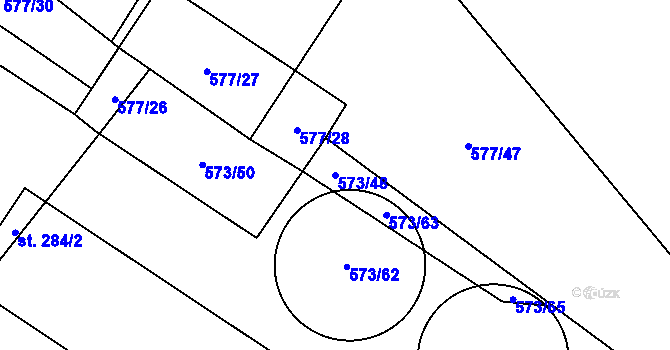 Parcela st. 573/48 v KÚ Fryšava pod Žákovou horou, Katastrální mapa