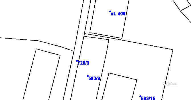 Parcela st. 583/1 v KÚ Fryšava pod Žákovou horou, Katastrální mapa