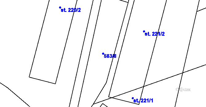 Parcela st. 583/8 v KÚ Fryšava pod Žákovou horou, Katastrální mapa