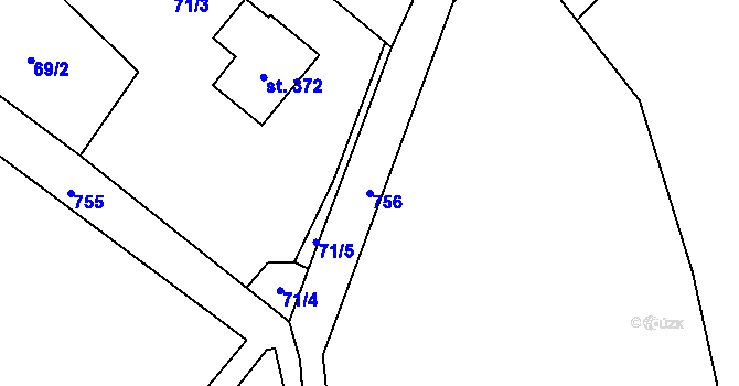 Parcela st. 756 v KÚ Fryšava pod Žákovou horou, Katastrální mapa