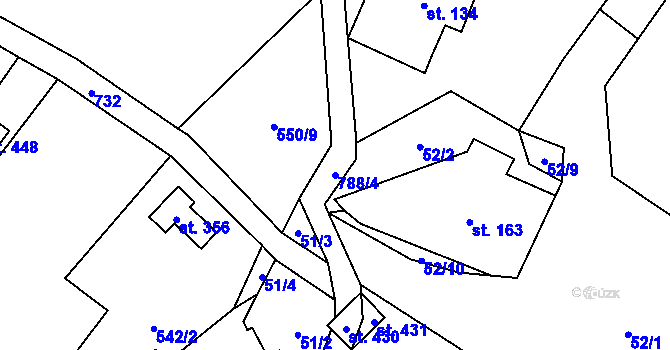 Parcela st. 788/4 v KÚ Fryšava pod Žákovou horou, Katastrální mapa