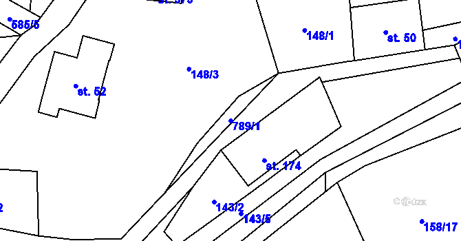 Parcela st. 789/1 v KÚ Fryšava pod Žákovou horou, Katastrální mapa