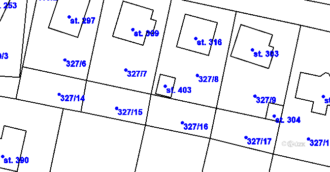 Parcela st. 403 v KÚ Fryšava pod Žákovou horou, Katastrální mapa