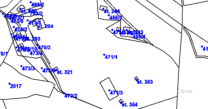 Parcela st. 471/1 v KÚ Fryšava pod Žákovou horou, Katastrální mapa