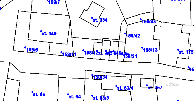 Parcela st. 347 v KÚ Fryšava pod Žákovou horou, Katastrální mapa