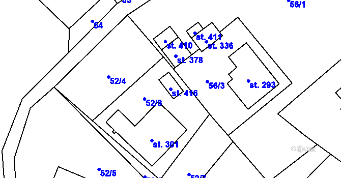 Parcela st. 416 v KÚ Fryšava pod Žákovou horou, Katastrální mapa